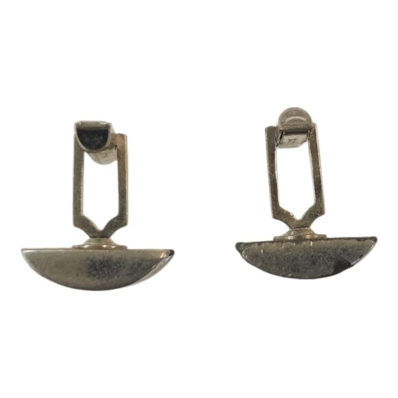 Embossed Ivy Pattern Cufflinks Vintage Pewter Silver Tone MCM Jewelry Two Tone - Picture 7 of 11